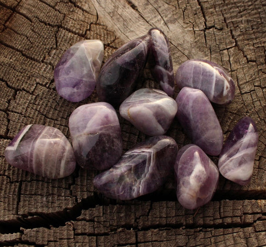 Chevron Amethyst Tumbled Stone