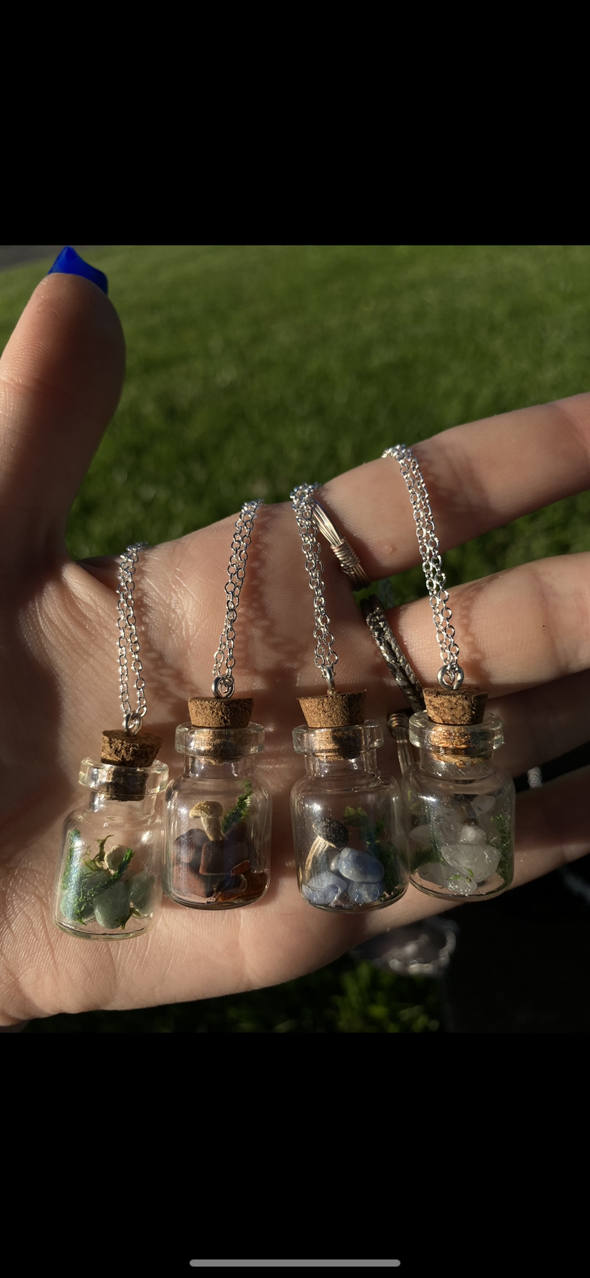 Crystal Fairy Mushroom Bottle Terrarium Necklaces