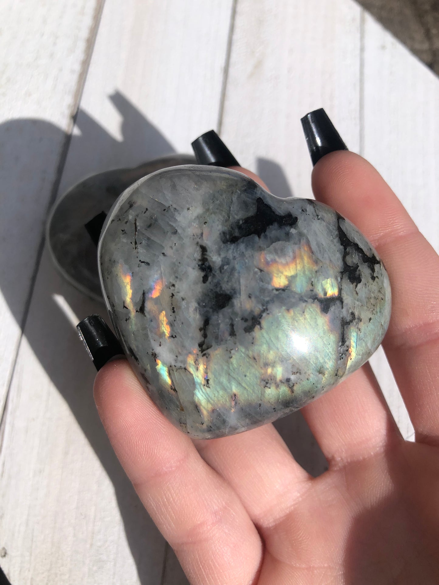 Big Labradorite Heart Carvings