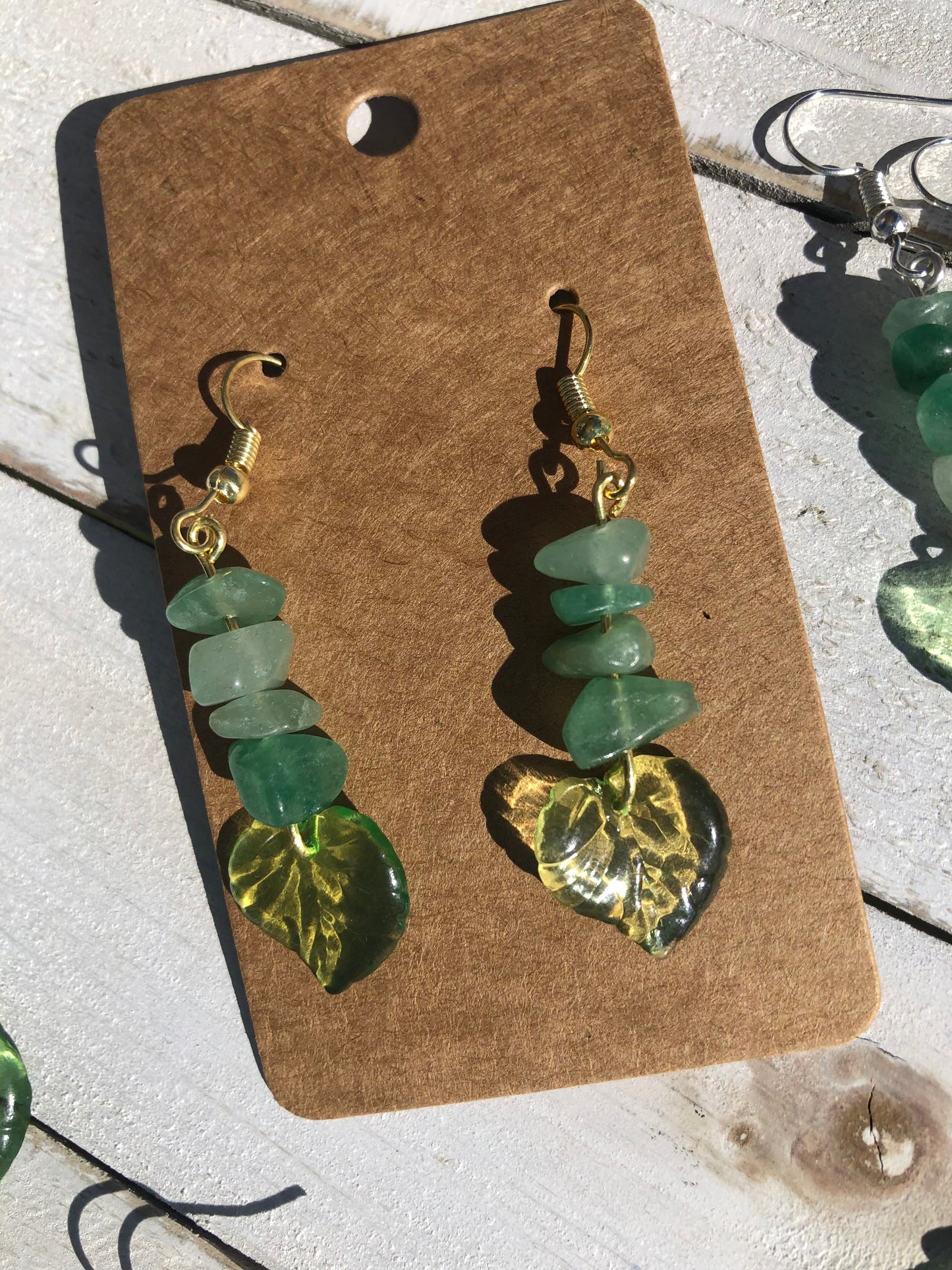 Green Aventurine Leaf Dangles