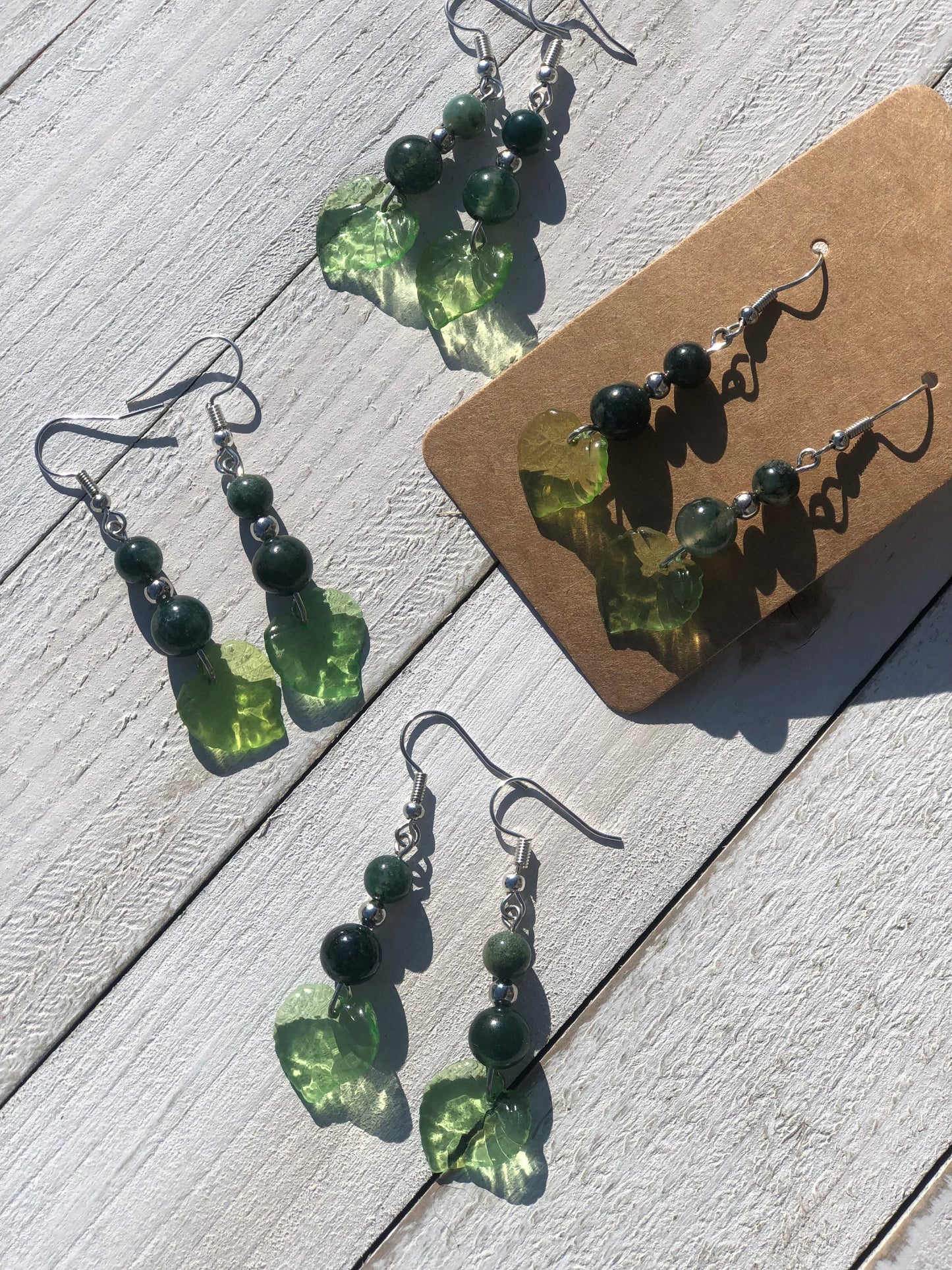 Moss Agate Sage Earrings