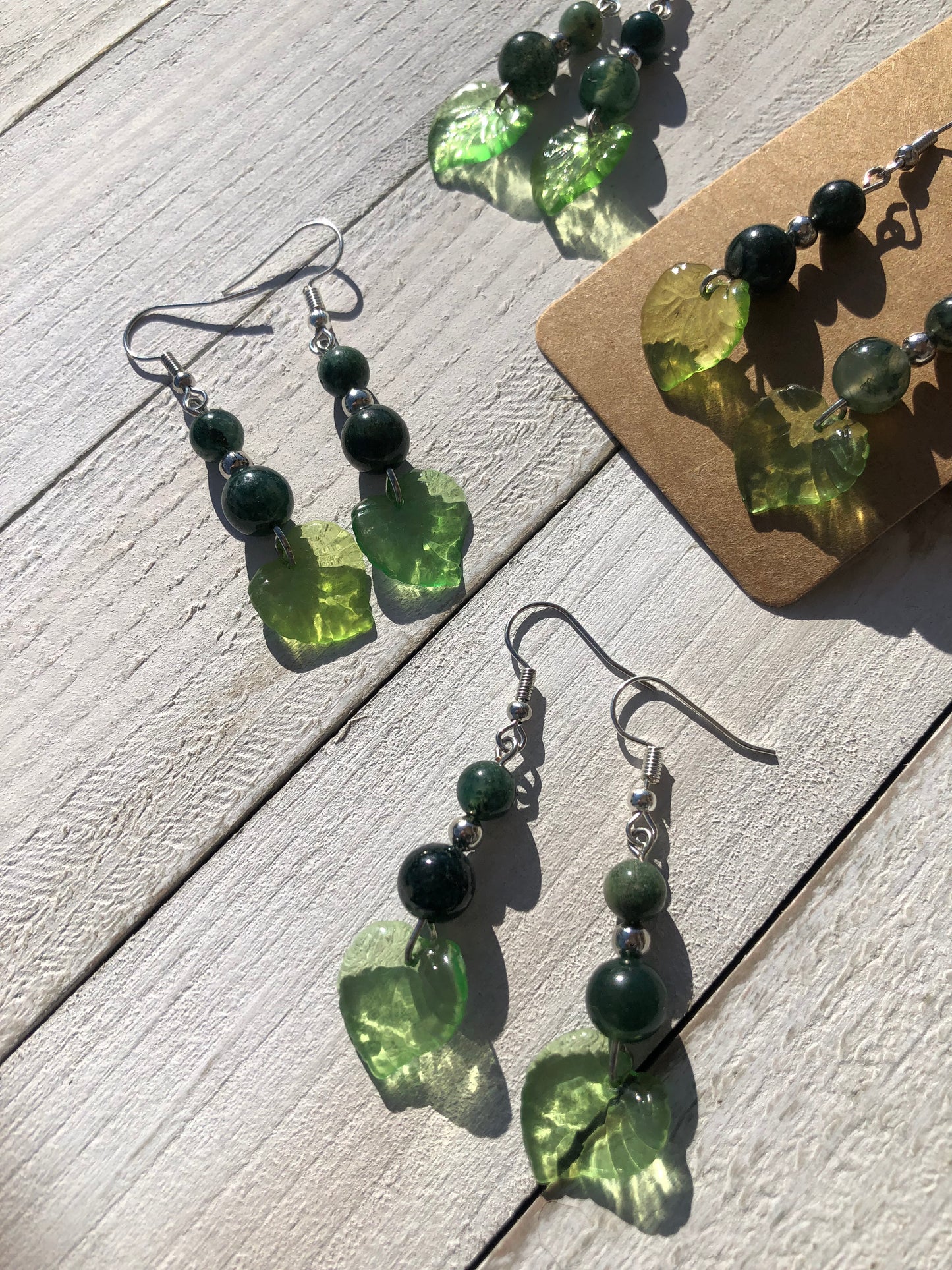 Moss Agate Sage Earrings