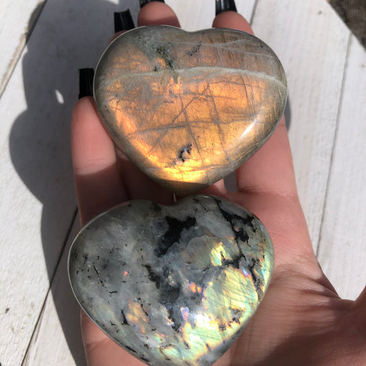 Big Labradorite Heart Carvings